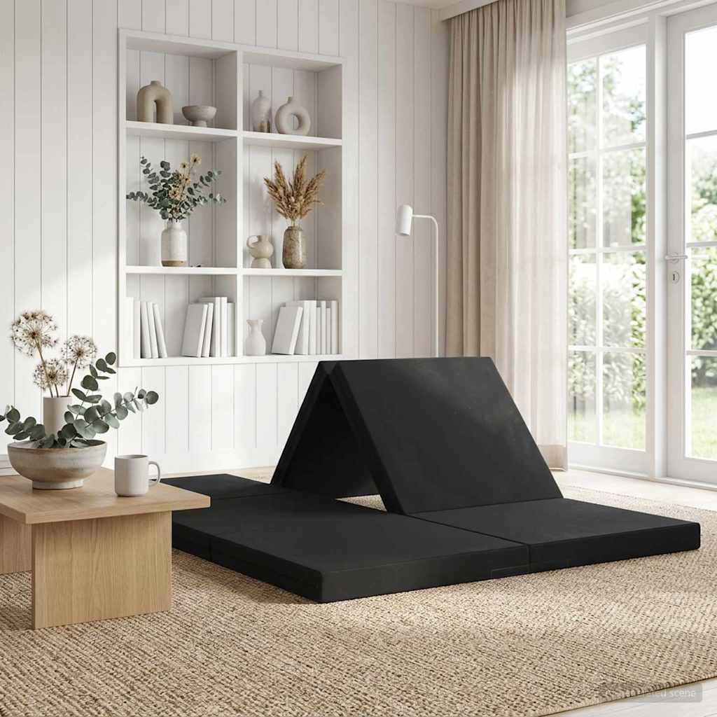 Fällbar Soffbed 140 x 67 x 15 cm Svart