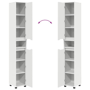 Badrumsskåp med hylla Vit 30,5 x 30 x 195 cm Konstruerat trä