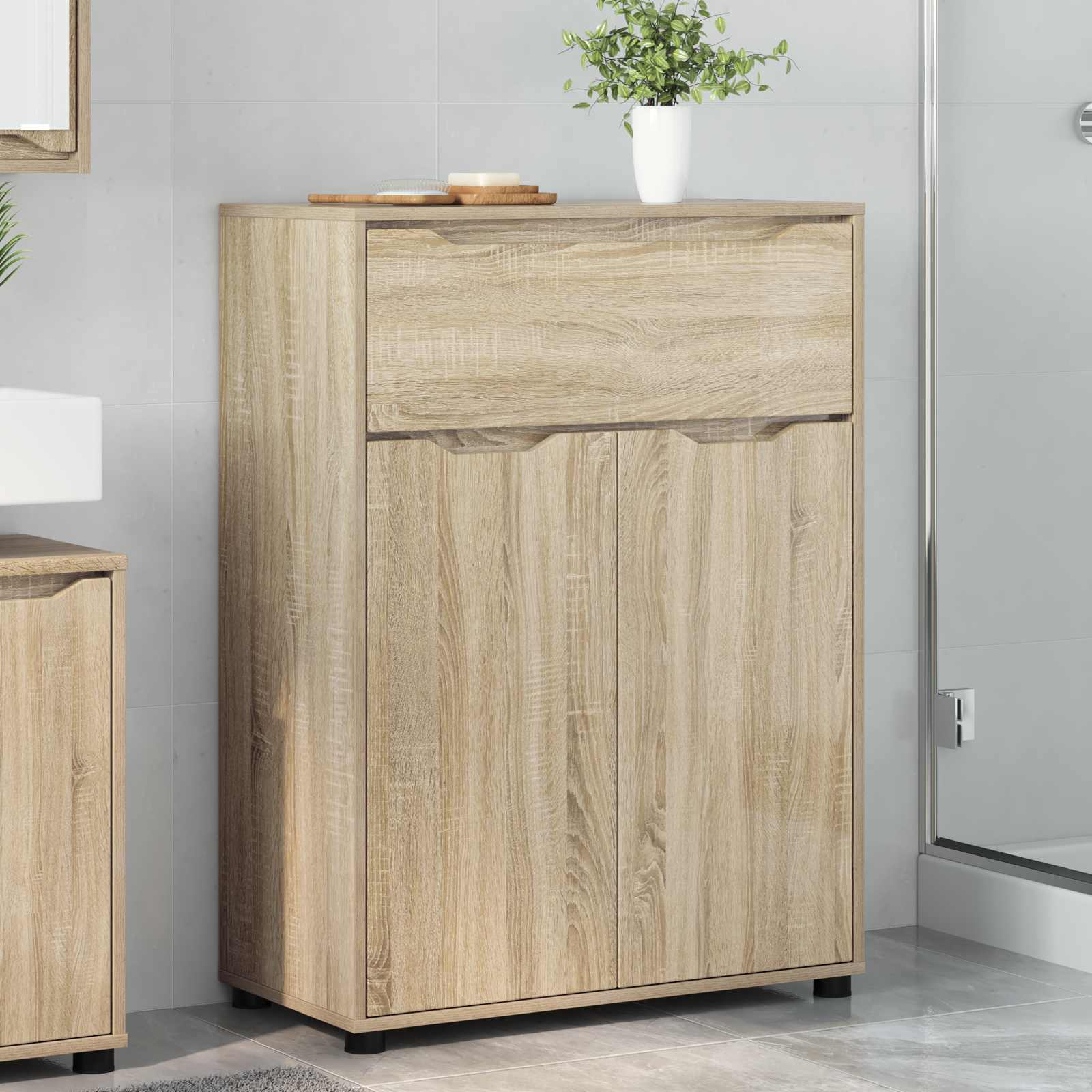 Badrumsskåp Sonoma-ek 72,5 x 36,5 x 100 cm Konstruerat trä