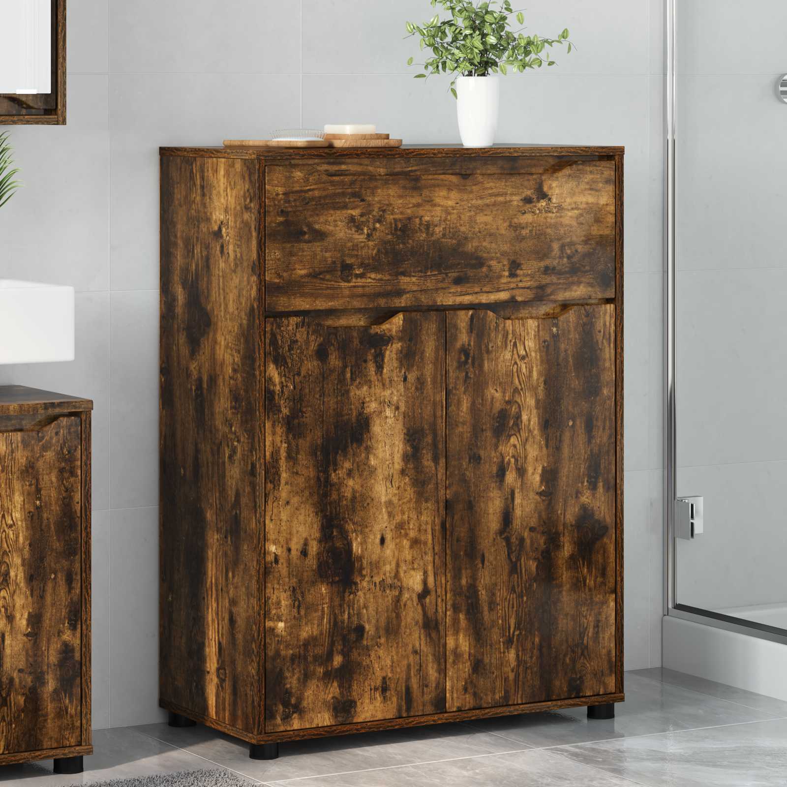 Badrumsskåp Rökt ek 72,5 x 36,5 x 100 cm Konstruerat trä