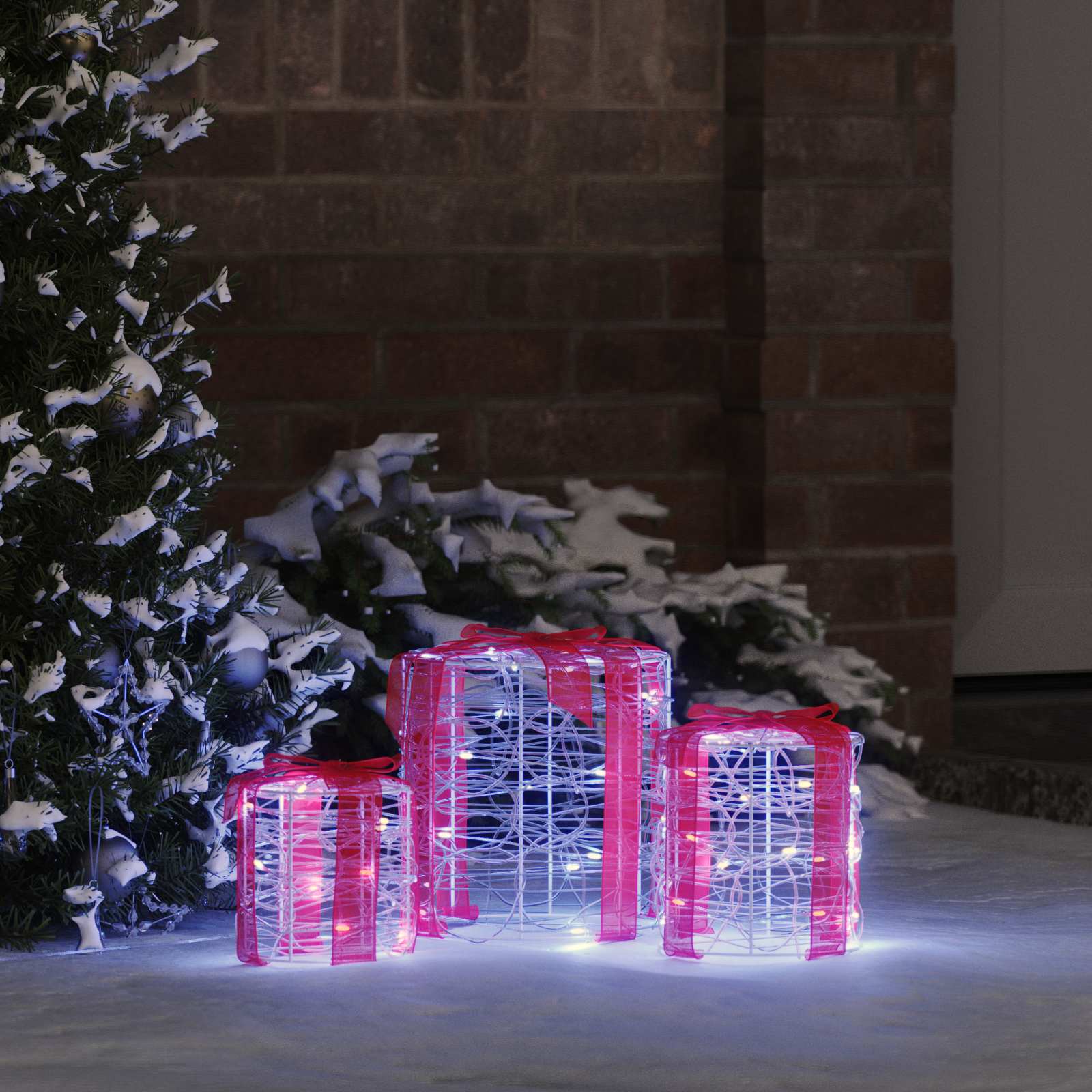 Dekor av Gåva Box 3 pcs Kallvit 20 x 20 x 21 cm Akryl