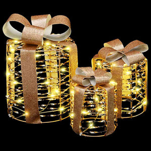 Dekoration för Presentlåda 3 pcs Varmvit 20 x 20 x 20 cm PET