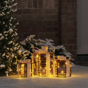 Dekoration för Presentlåda 3 pcs Varmvit Rotting