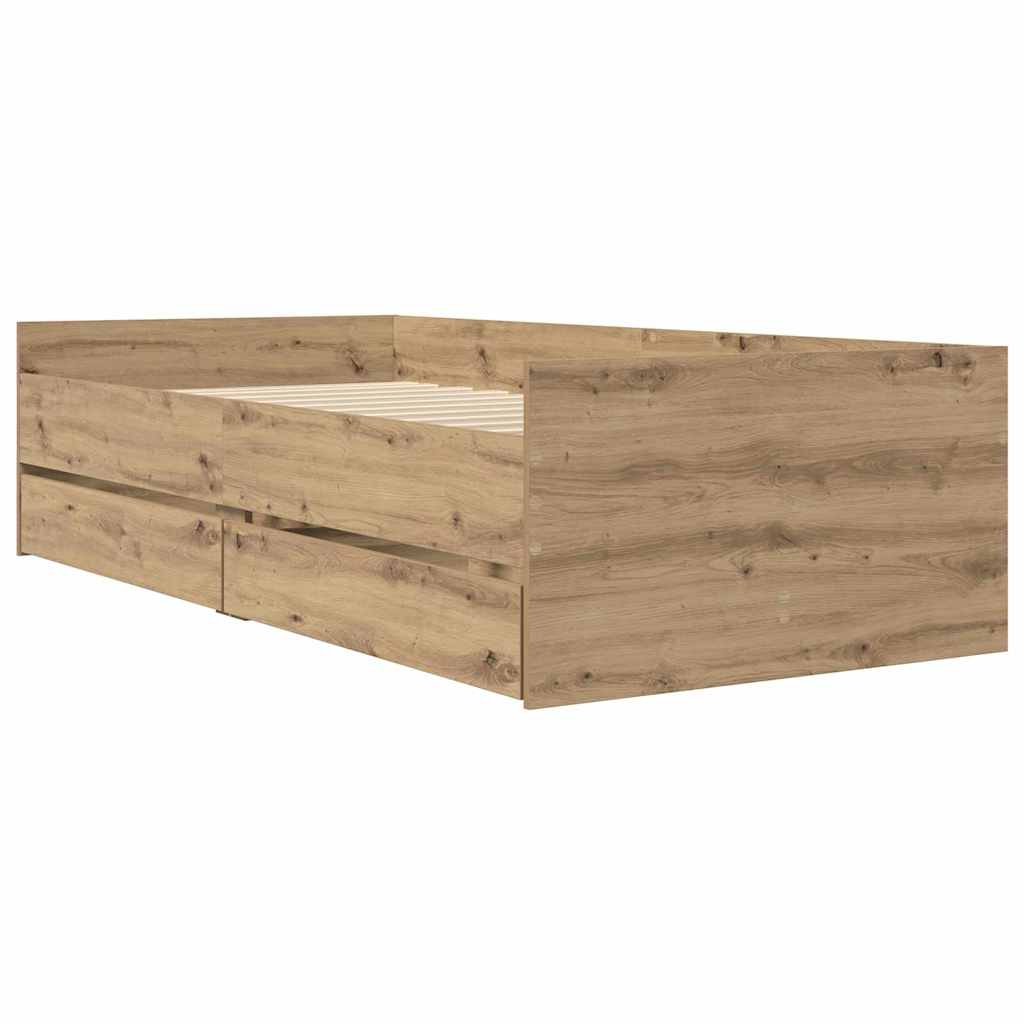 Sängram med låda Artisan Ek 100 x 200 cm Massiv furu