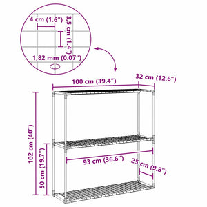 3-Tier växtställ med lagring Svart 100 x 32 x 102 cm Stål