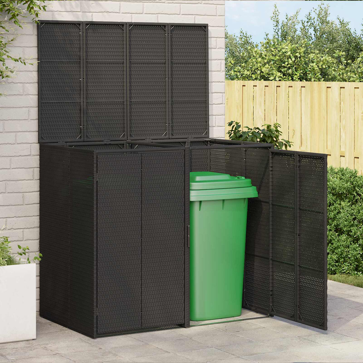 Avfallshink Box 2 st Svart 130 x 80 x 115 cm polyeten