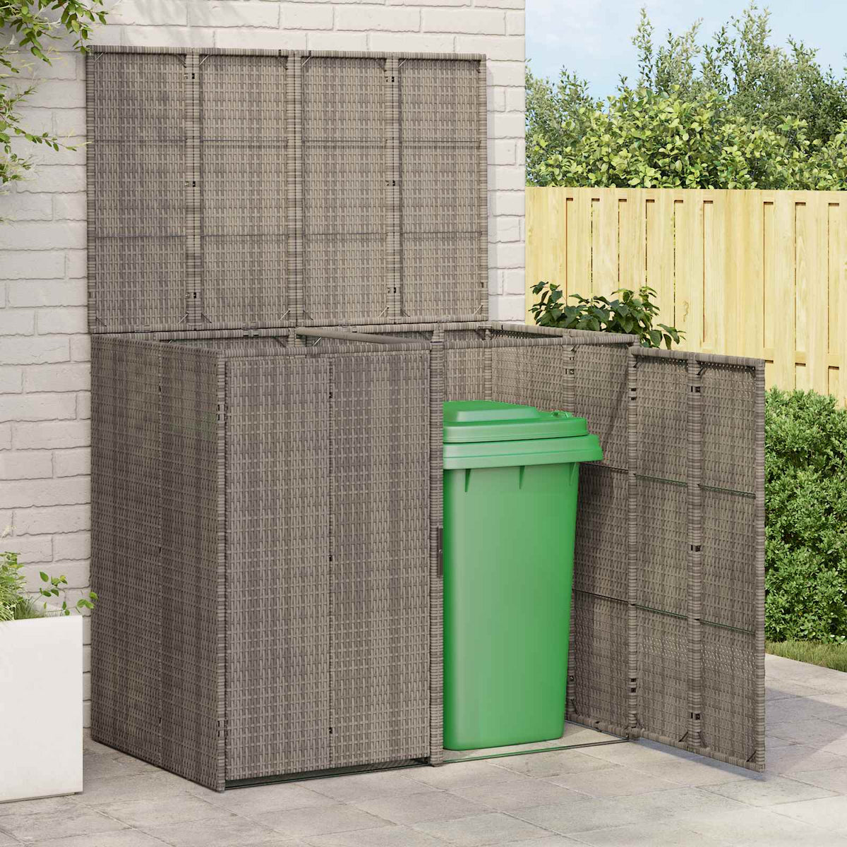 Avfallshink Box 2 st Grå 130 x 80 x 115 cm polyeten