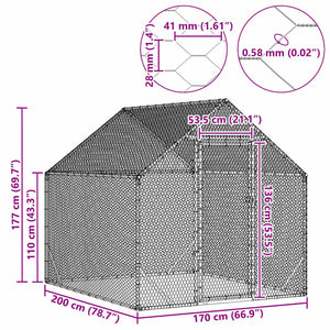 Hönshus Silver 200x170x177cm Galvaniserat Stål