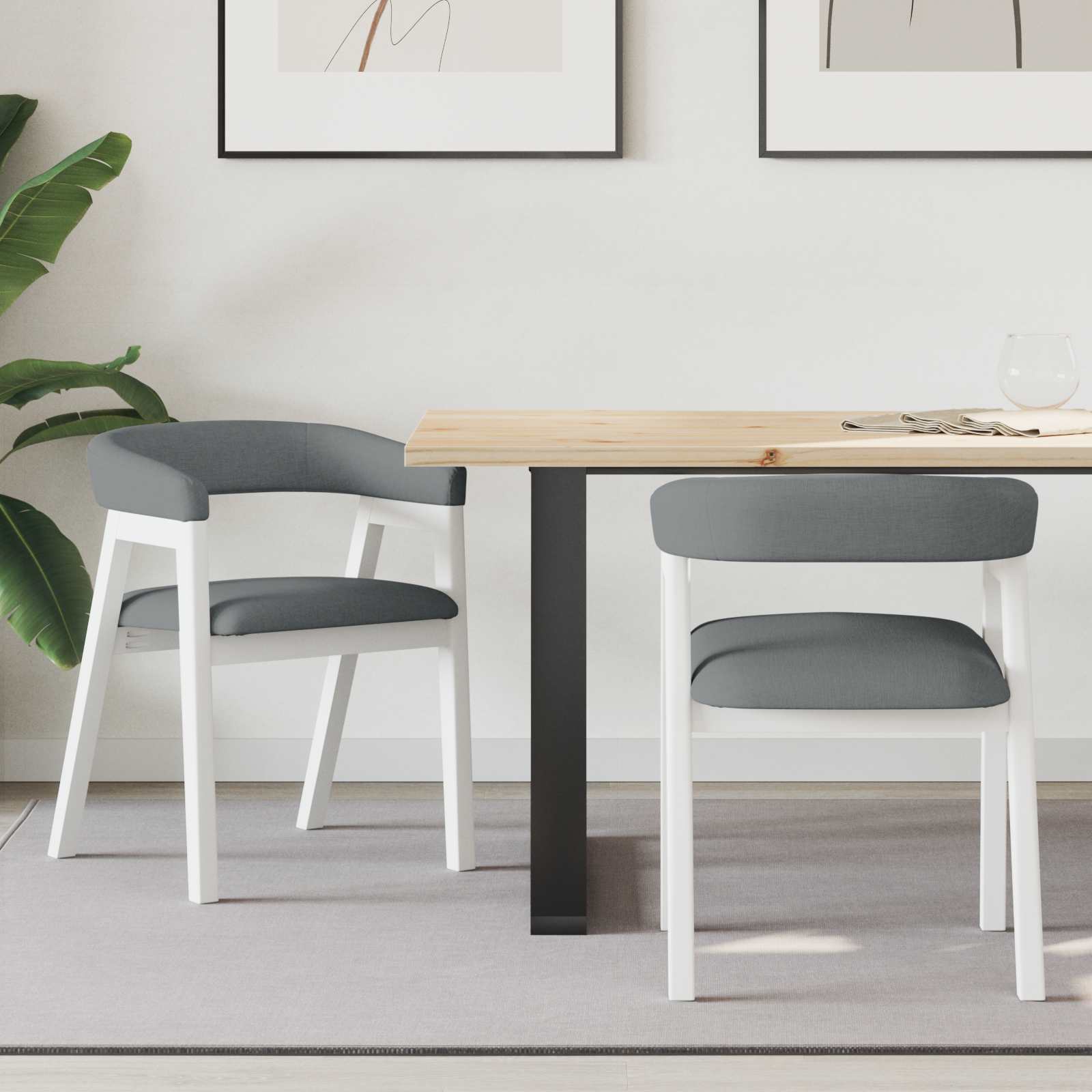 Matstolar 2 pcs Vit 54 x 57 x 73 cm Massiv Gummiträ