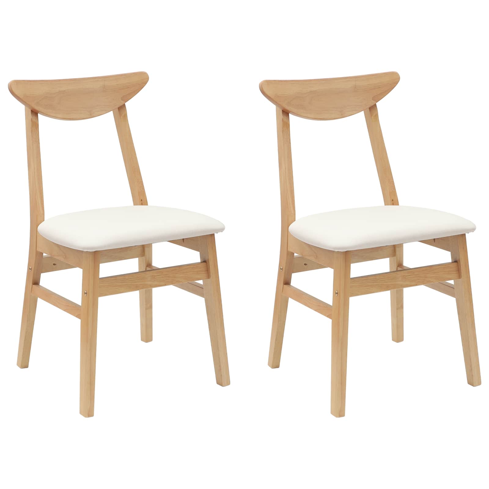 Matstolar 2 pcs Naturfärg 42 x 47,5 x 81 cm Massiv Gummiträ