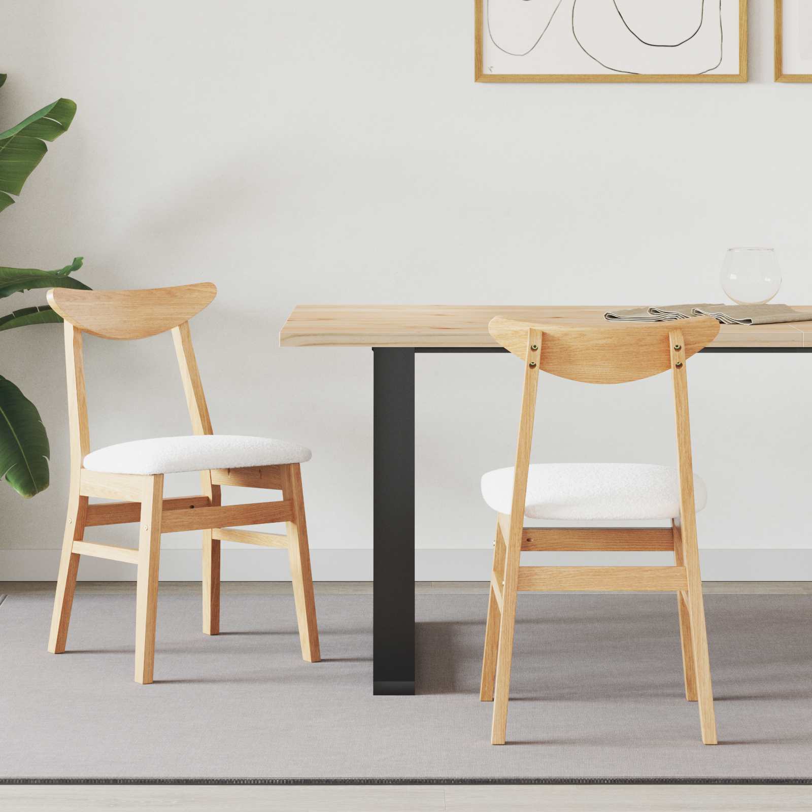 Matstolar 2 pcs Naturfärg 42 x 47,5 x 81 cm Massiv Gummiträ