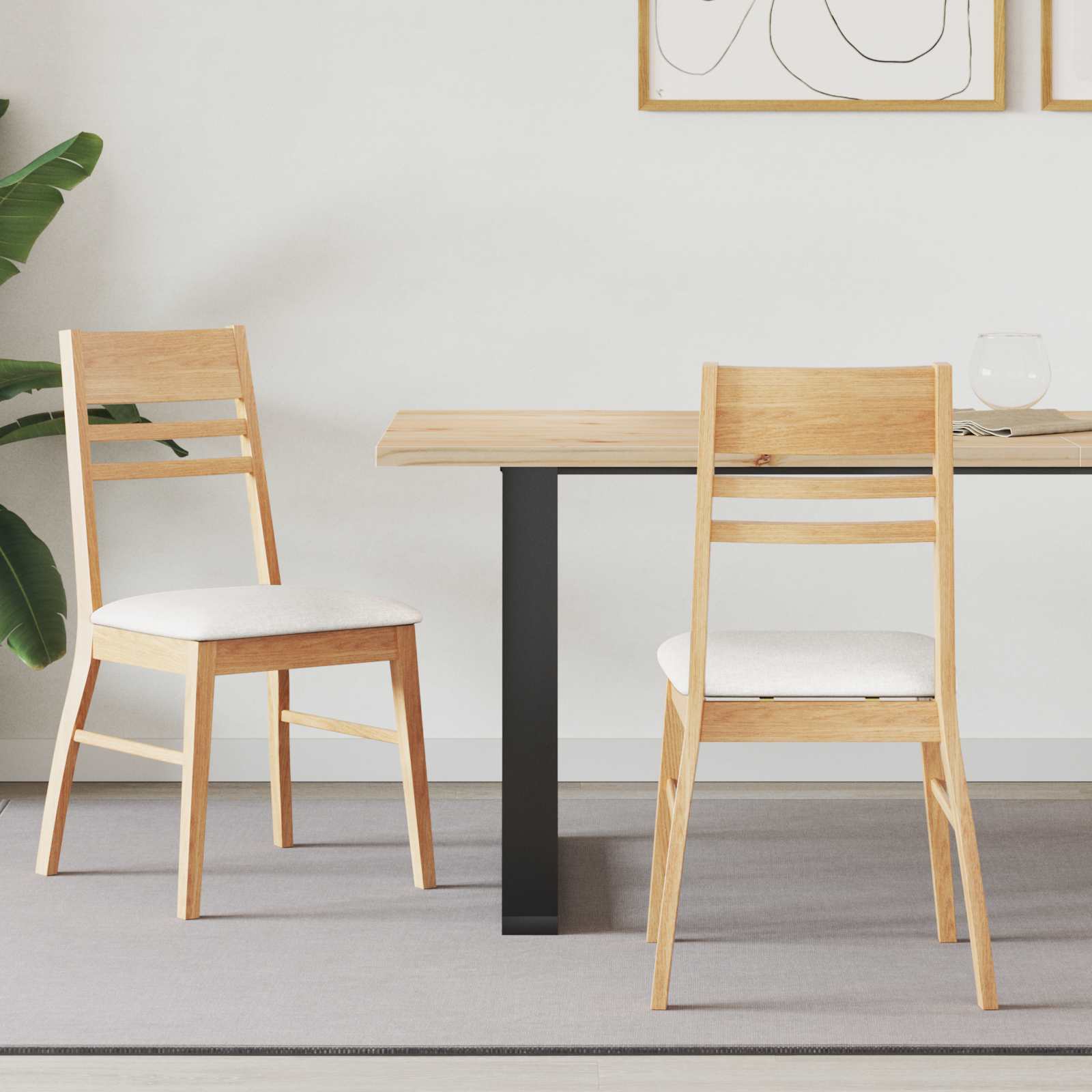 Matstolar 2 pcs Naturfärg 43 x 54 x 89 cm Massiv Gummiträ