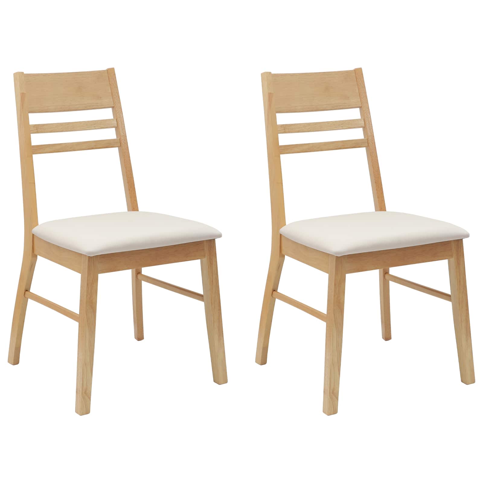 Matstolar 2 pcs Naturfärg 43 x 54 x 89 cm Massiv Gummiträ