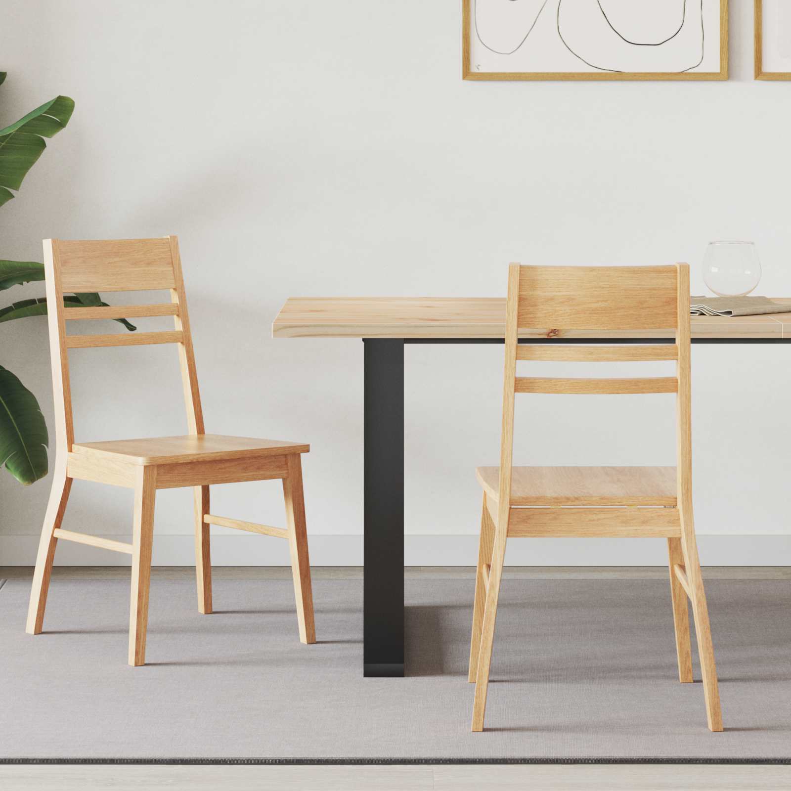 Matstolar 2 pcs Naturfärg 43 x 54 x 89 cm Massiv Gummiträ