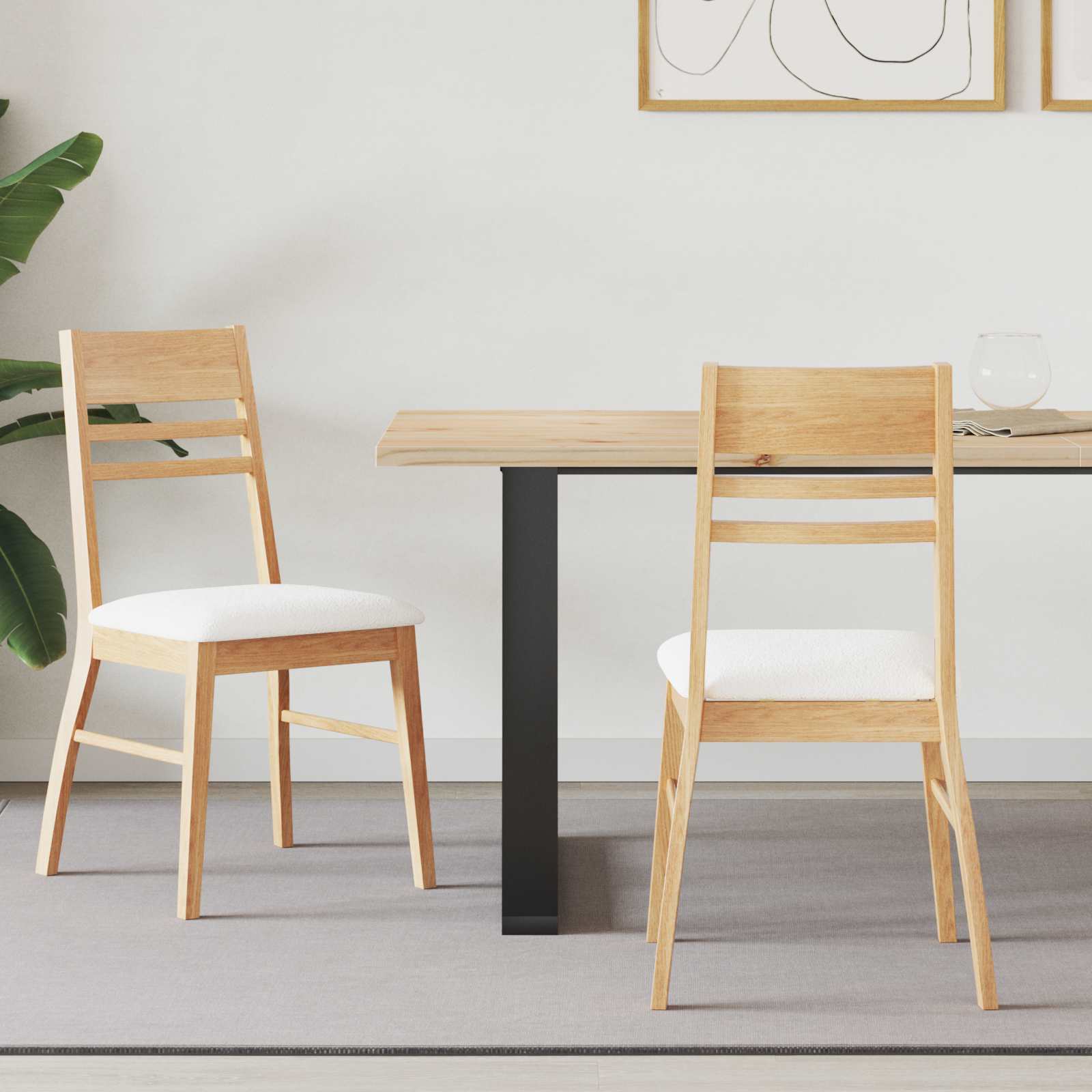 Matstolar 2 pcs Naturfärg 43 x 54 x 89 cm Massiv Gummiträ