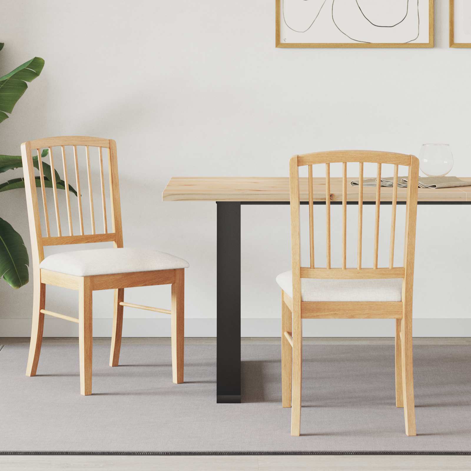 Matstolar 2 pcs Naturfärg 50 x 52,5 x 91 cm Massiv Gummiträ