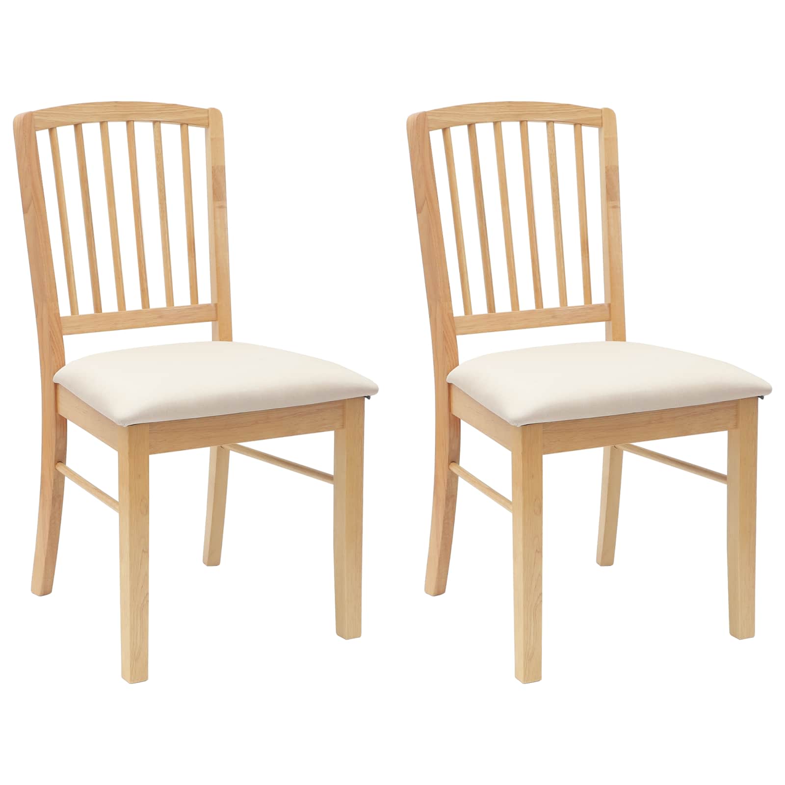 Matstolar 2 pcs Naturfärg 50 x 52,5 x 91 cm Massiv Gummiträ