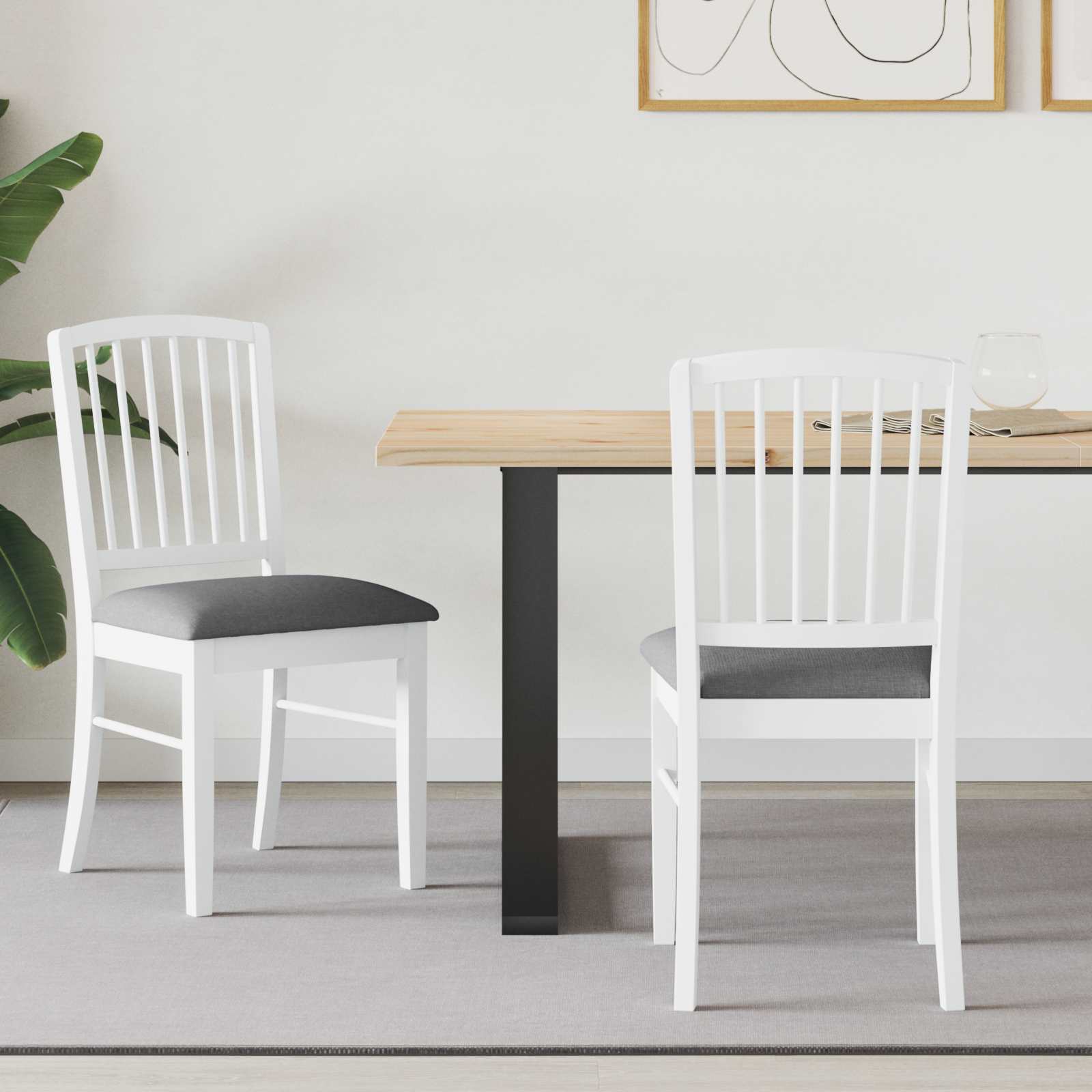 Matstolar 2 pcs Vit 50 x 52,5 x 91 cm Massiv Gummiträ