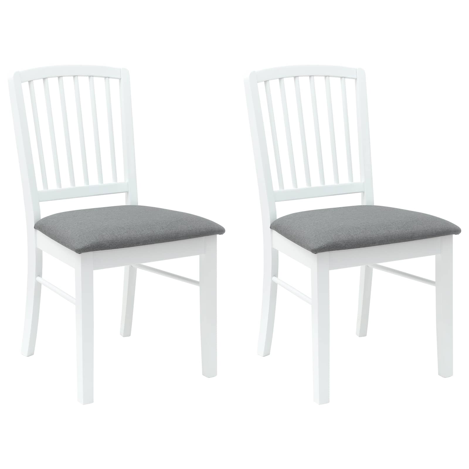 Matstolar 2 pcs Vit 50 x 52,5 x 91 cm Massiv Gummiträ