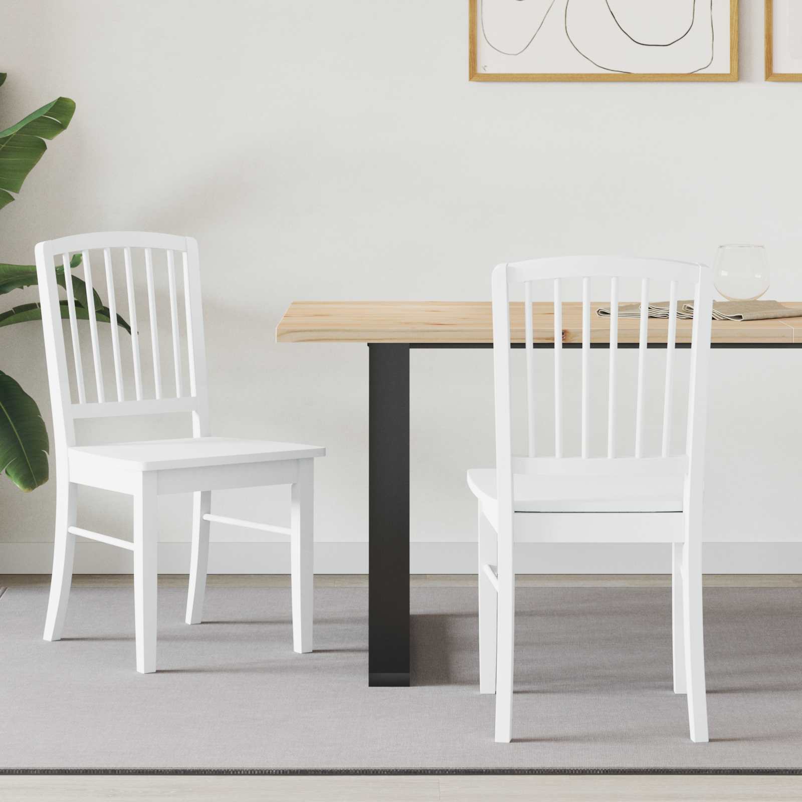 Matstolar 2 pcs Vit 50 x 52,5 x 91 cm Massiv Gummiträ