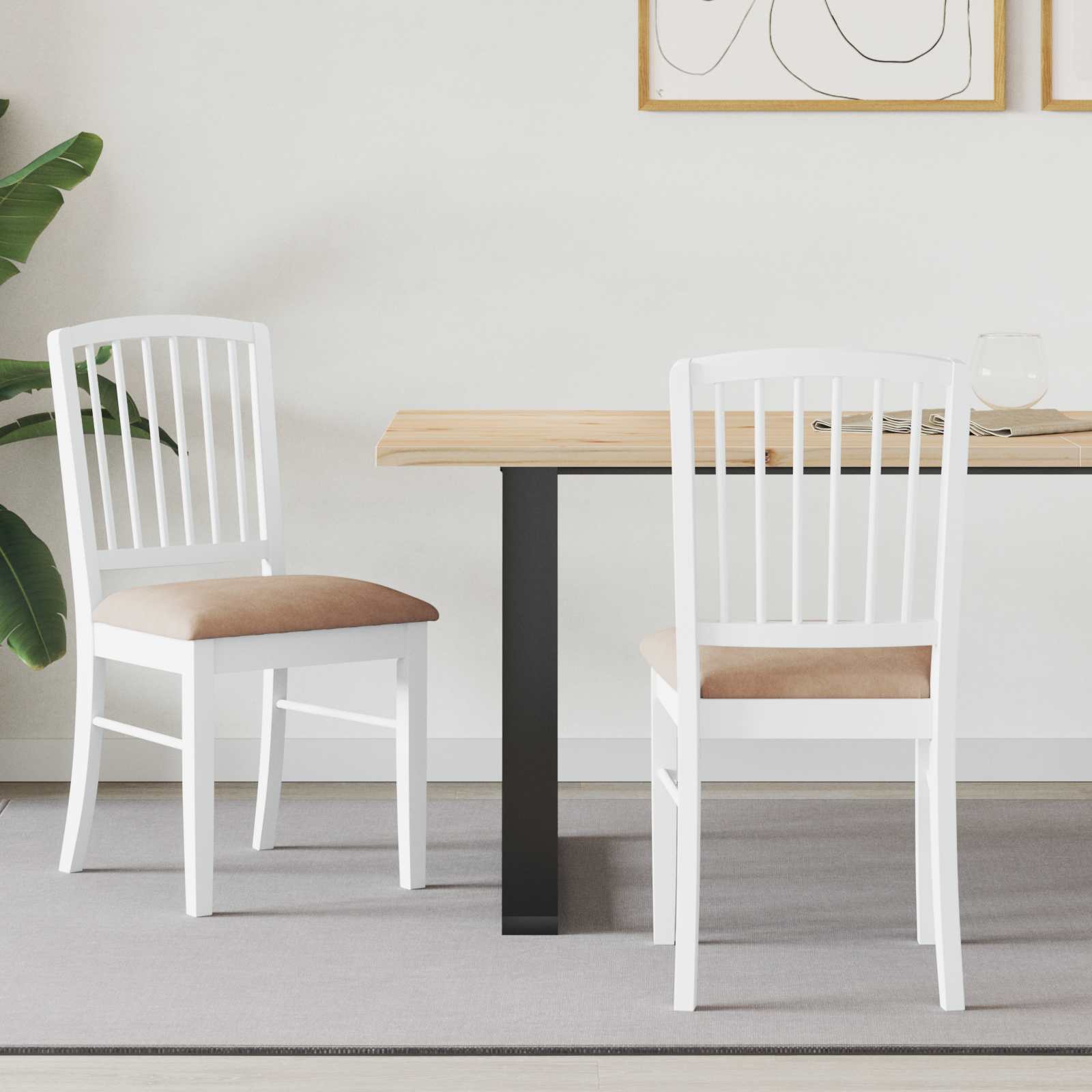 Matstolar 2 pcs Vit 50 x 52,5 x 91 cm Massiv Gummiträ