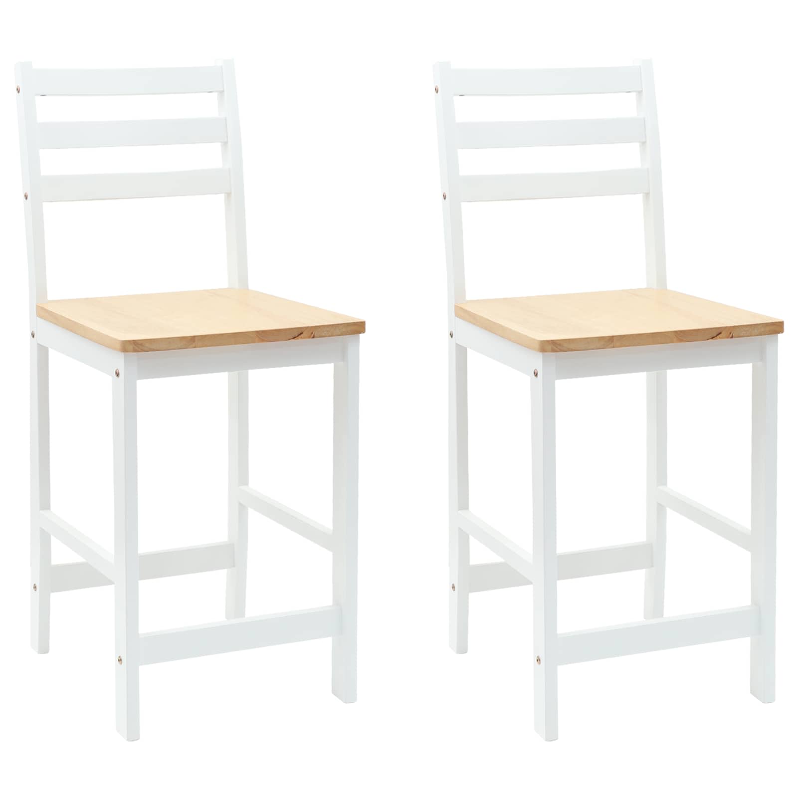 Matstolar 2 pcs Massiv Gummiträ Vit 40 x 47,5 x 99,5 cm
