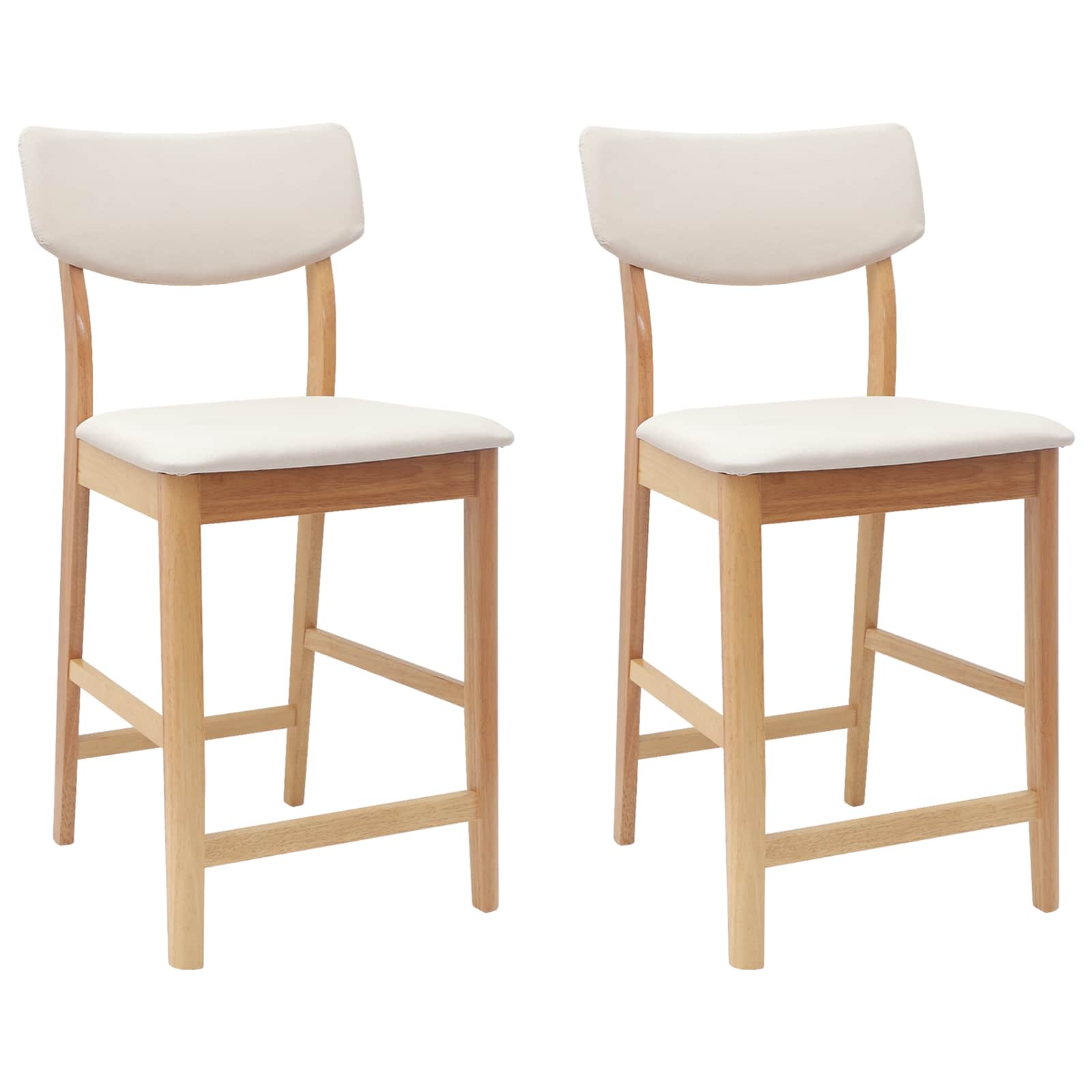 Matstolar 2 pcs Naturfärg 48 x 49 x 95 cm Massiv Gummiträ