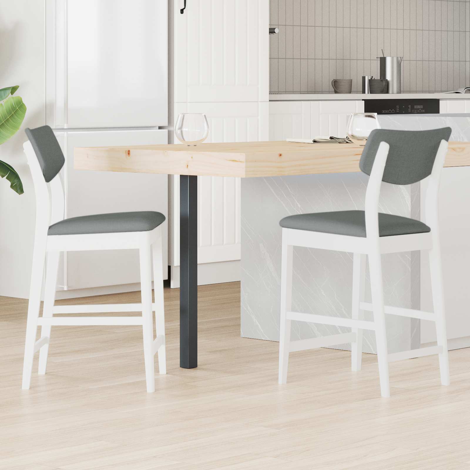 Matstolar 2 pcs Vit 48 x 49 x 95 cm Massiv Gummiträ