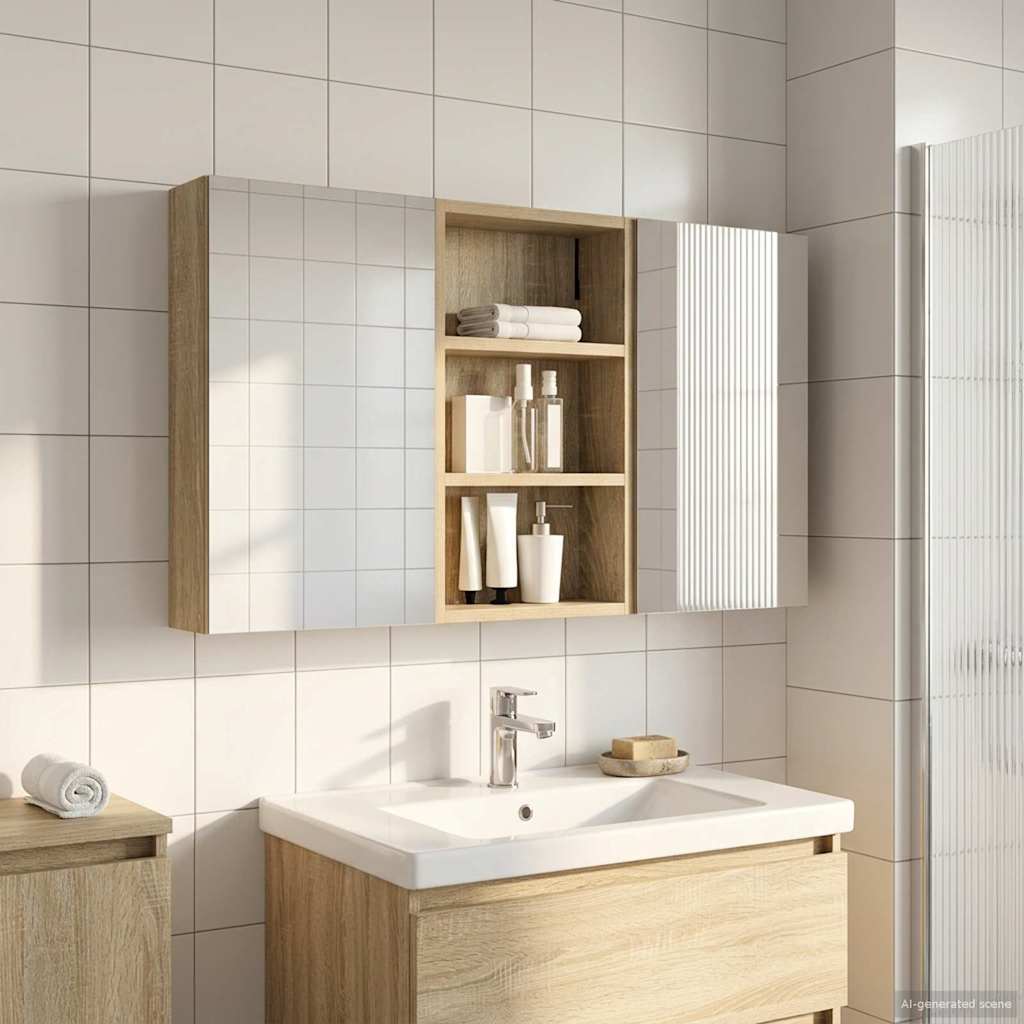 Badrumsskåpsset 3 st 90 x 10,5 x 50 cm Konstruerat trä
