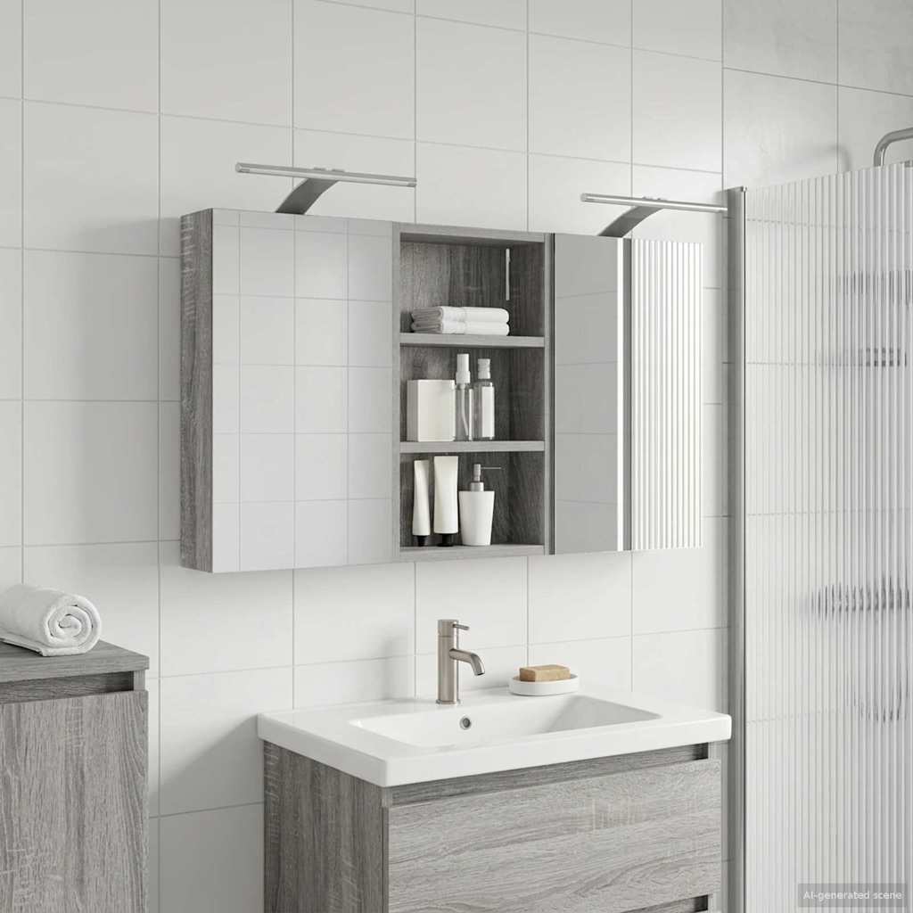 Badrumsskåpsset 3 st 90 x 10,5 x 50 cm Konstruerat trä