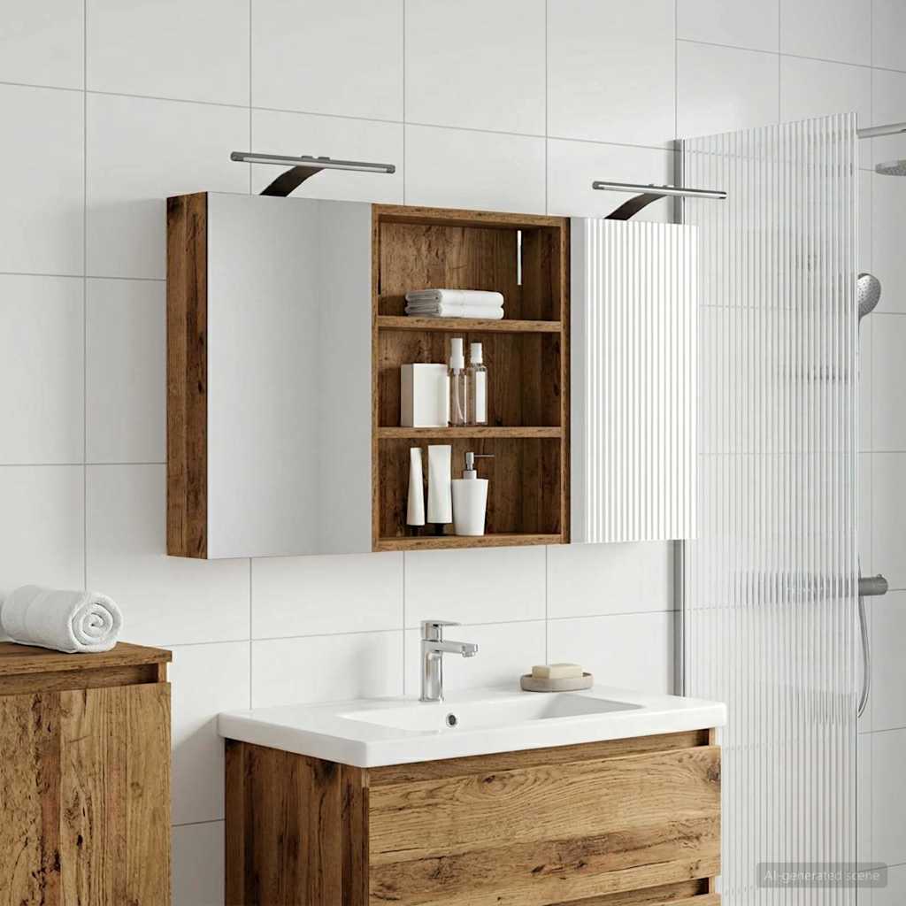 Badrumsskåpsset 3 st 100 x 10,5 x 50 cm Konstruerat trä