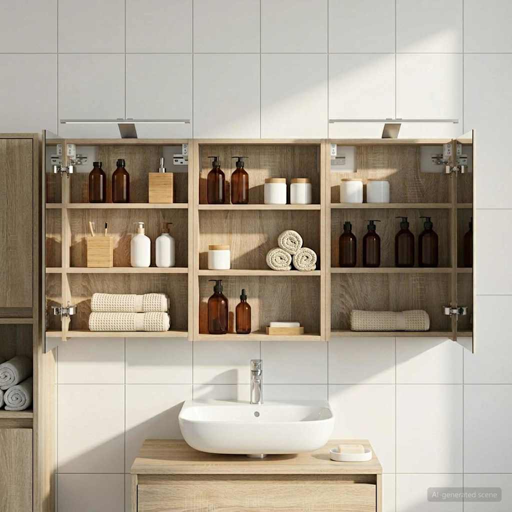 Badrumsskåpsset 3 st 120 x 10,5 x 60,5 cm Konstruerat trä