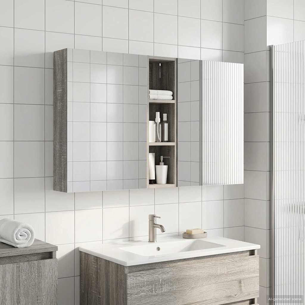 Badrumsskåpsset 3 st 120 x 14,5 x 70 cm Konstruerat trä