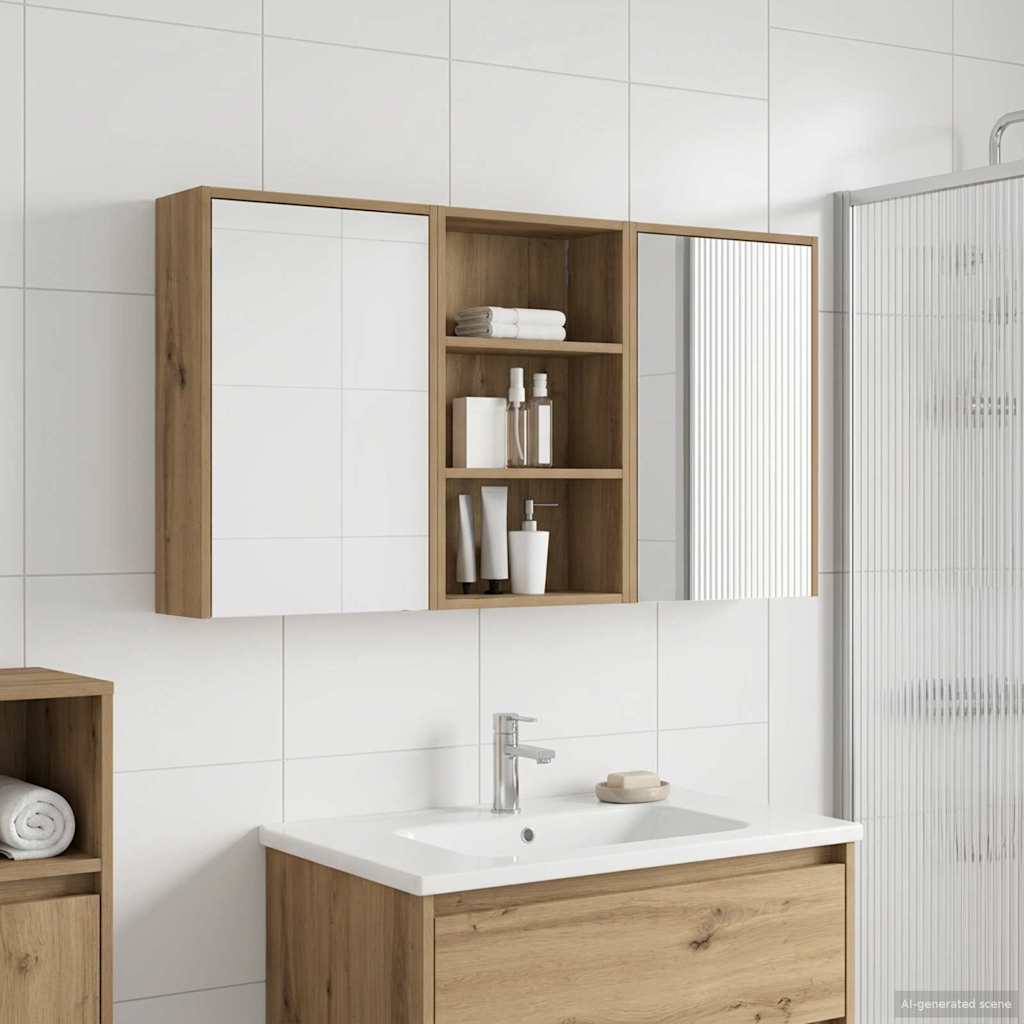 Badrumsskåpsset 3 st 126 x 16 x 62.5 cm Konstruerat trä