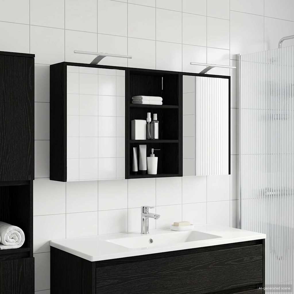 Badrumsskåpsset 3 st 126 x 16 x 62.5 cm Konstruerat trä