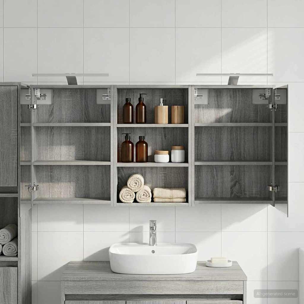 Badrumsskåpsset 3 st 126 x 16 x 62.5 cm Konstruerat trä