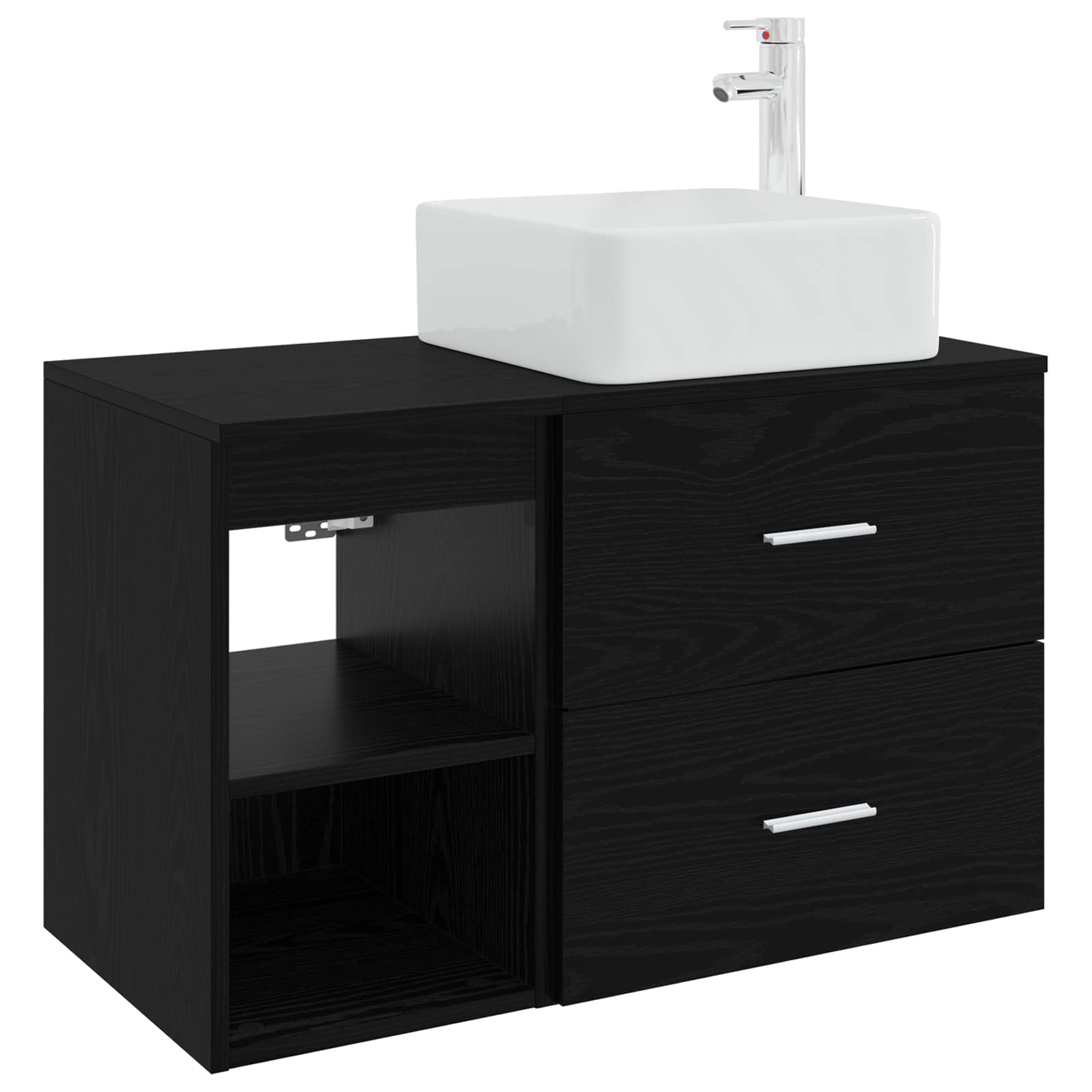 Badrumsmöbelset 2 pcs Svart ek Konstruerat trä