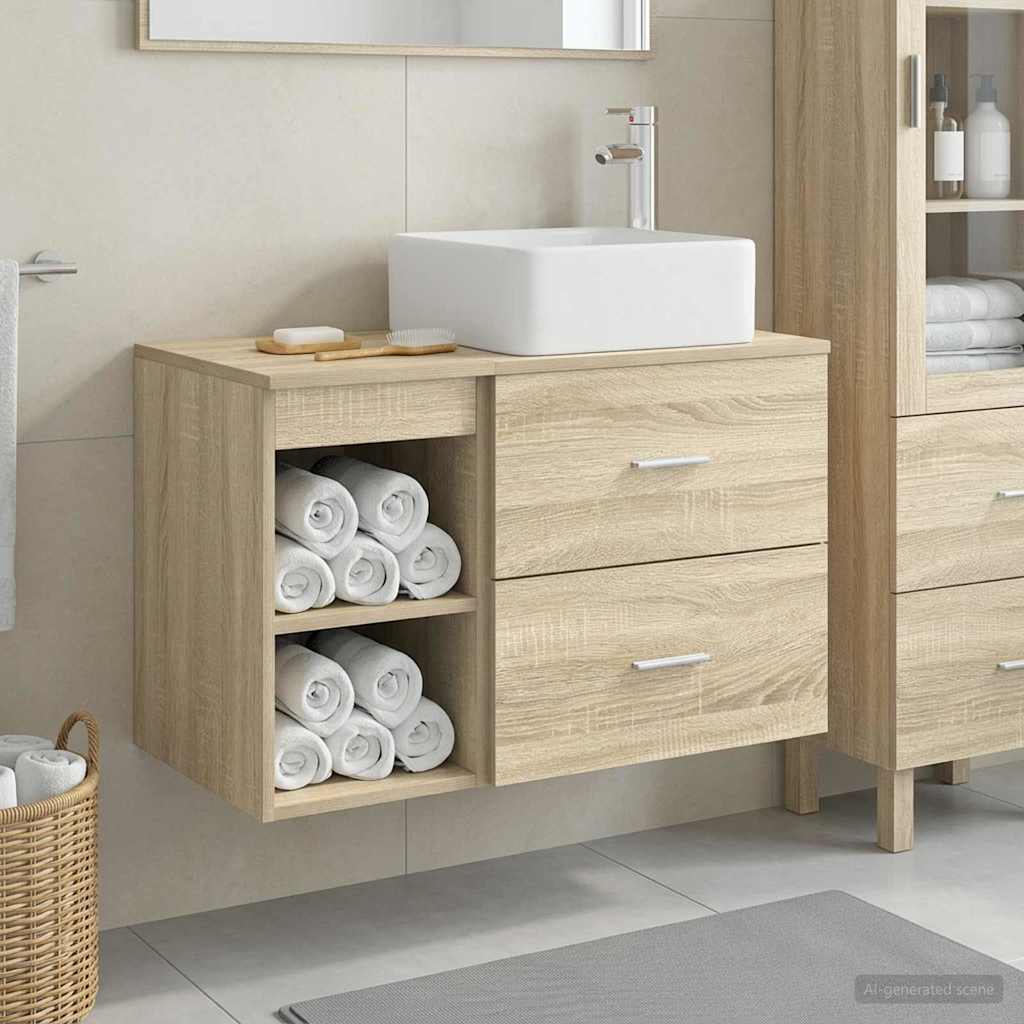 Badrumsmöbelset 2 pcs Sonoma-ek Konstruerat trä