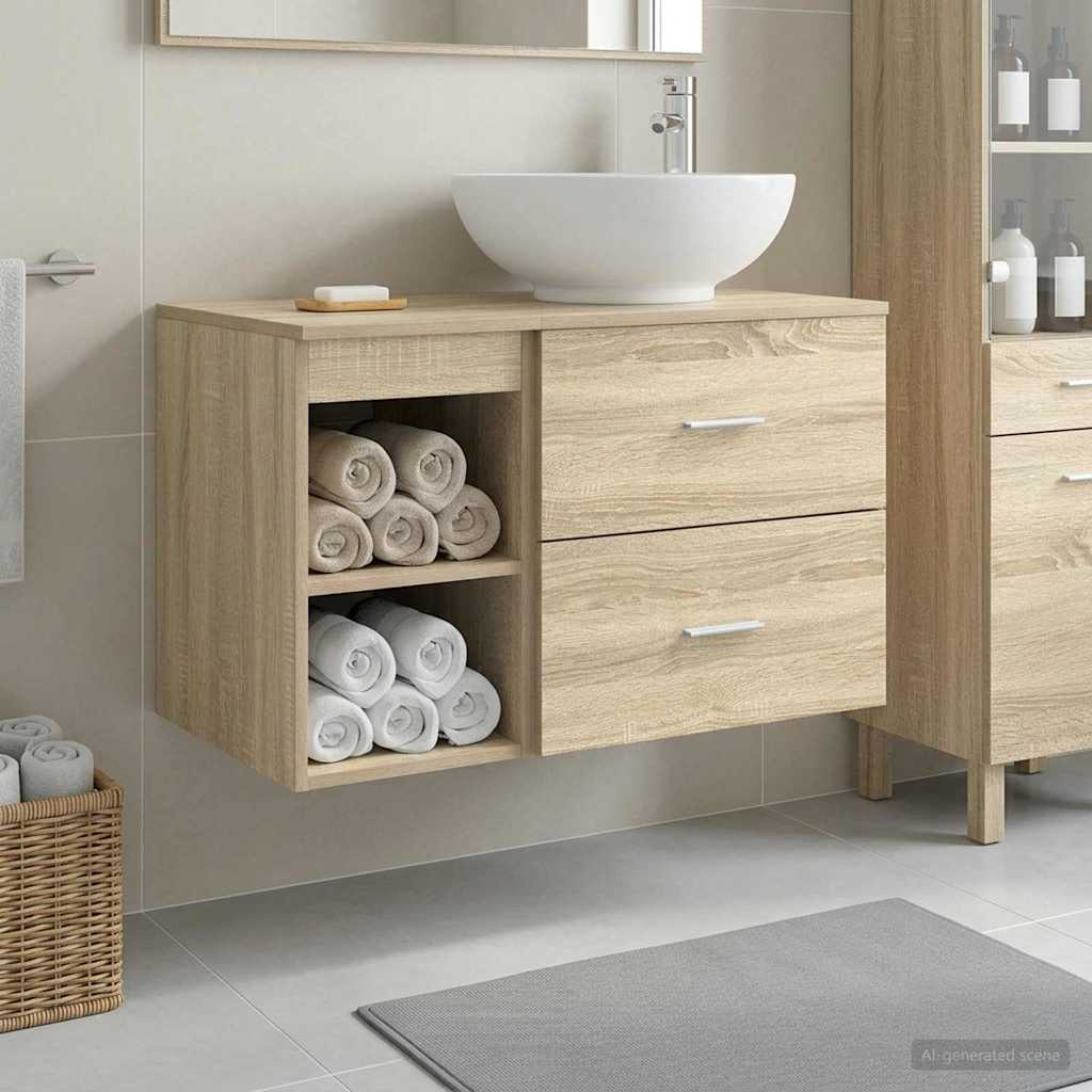 Badrumsmöbelset 2 pcs Sonoma-ek Konstruerat trä