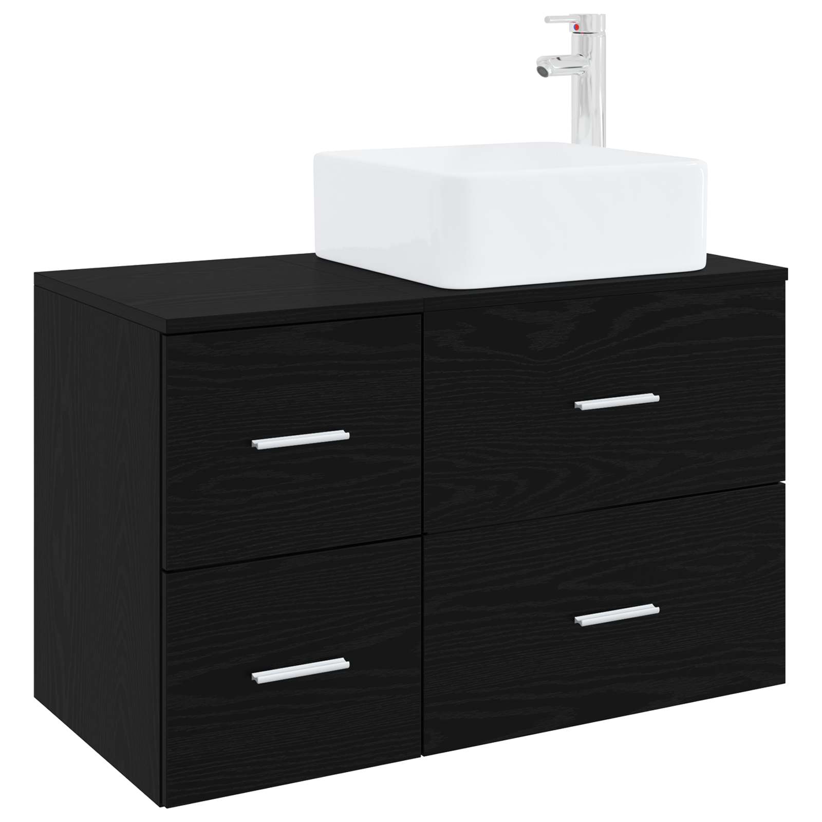 Badrumsmöbelset 2 pcs Svart ek Konstruerat trä