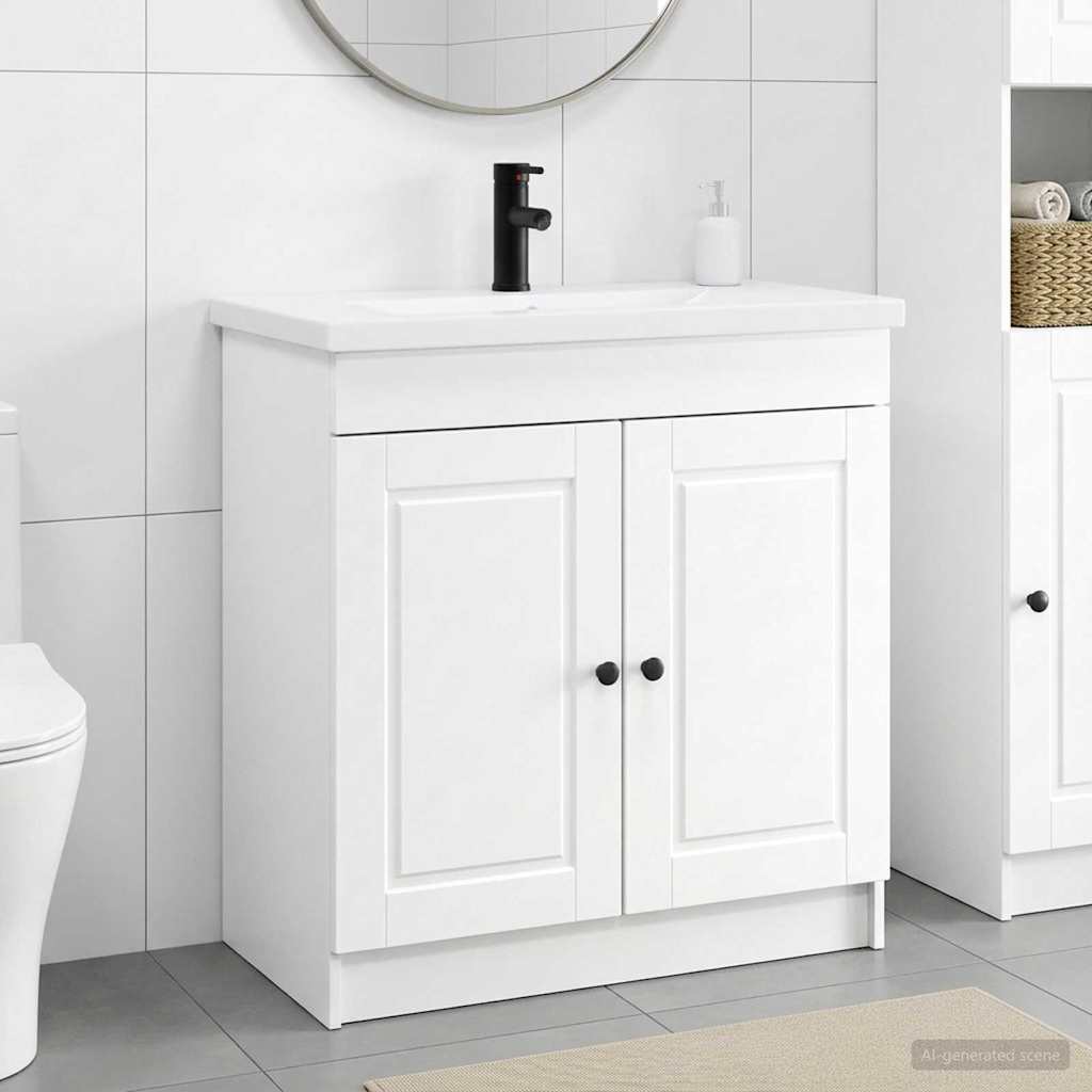 Badrumsmöbelset Vit 56 x 37,5 x 81 cm Konstruerat trä
