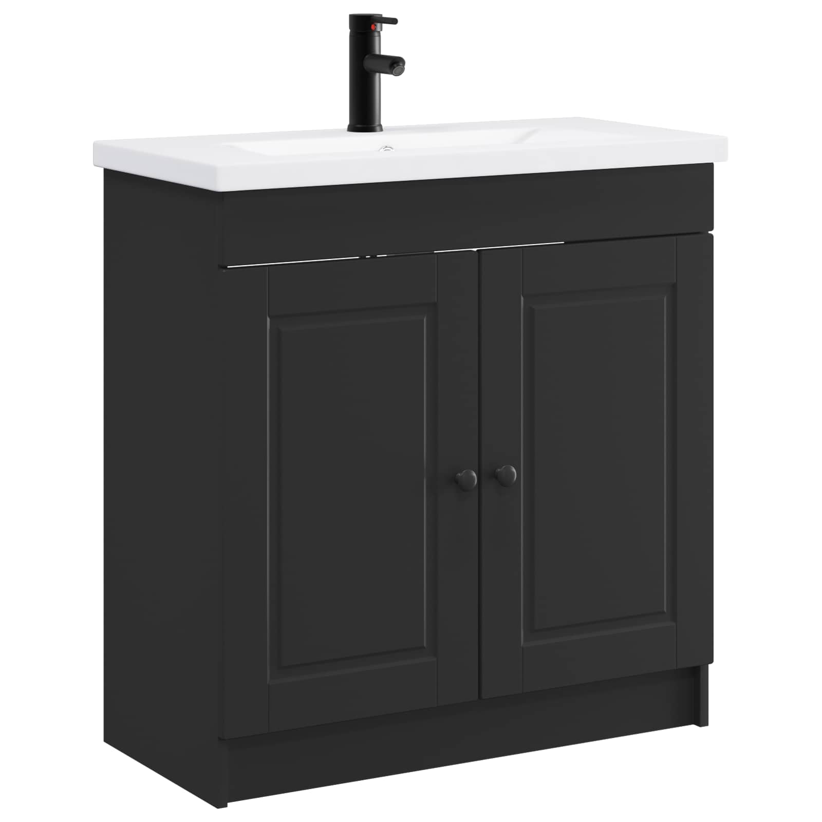 Badrumsmöbelset Svart 56 x 37,5 x 81 cm Konstruerat trä