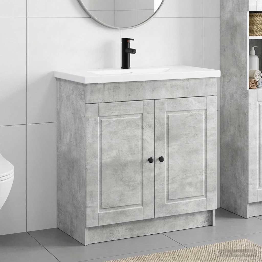Badrumsmöbelset Betonggrå 56 x 37,5 x 81 cm Konstruerat trä