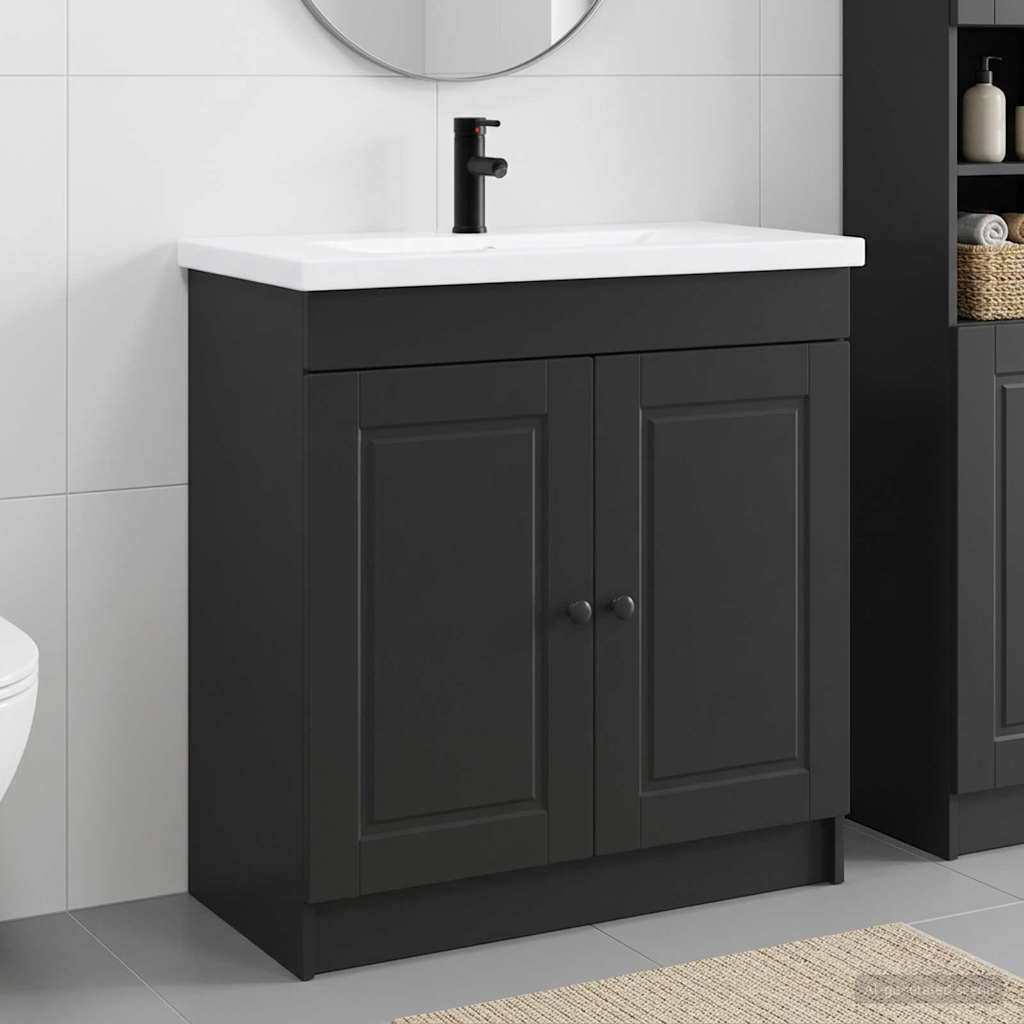Badrumsmöbelset Svart 78,5 x 37,5 x 81 cm Konstruerat trä