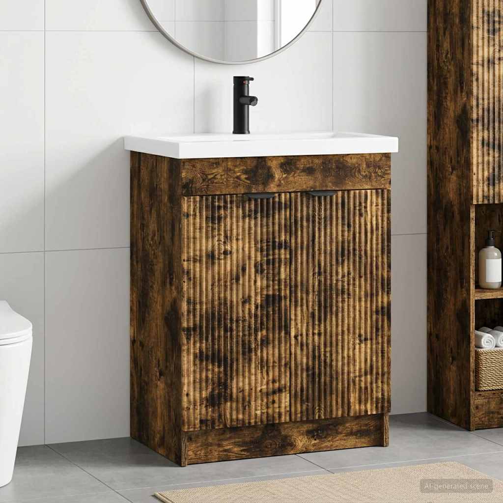 Badrumsmöbelset Rökt ek 56 x 37,5 x 81 cm Konstruerat trä