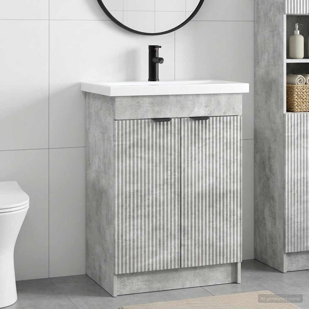 Badrumsmöbelset Betonggrå 78,5 x 37,5 x 81 cm Konstruerat trä