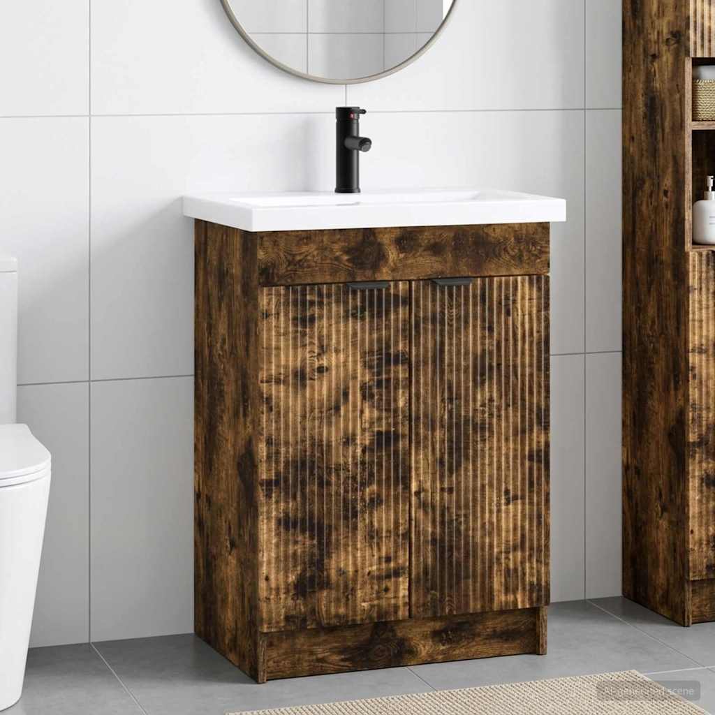 Badrumsmöbelset Rökt ek 78,5 x 37,5 x 81 cm Konstruerat trä