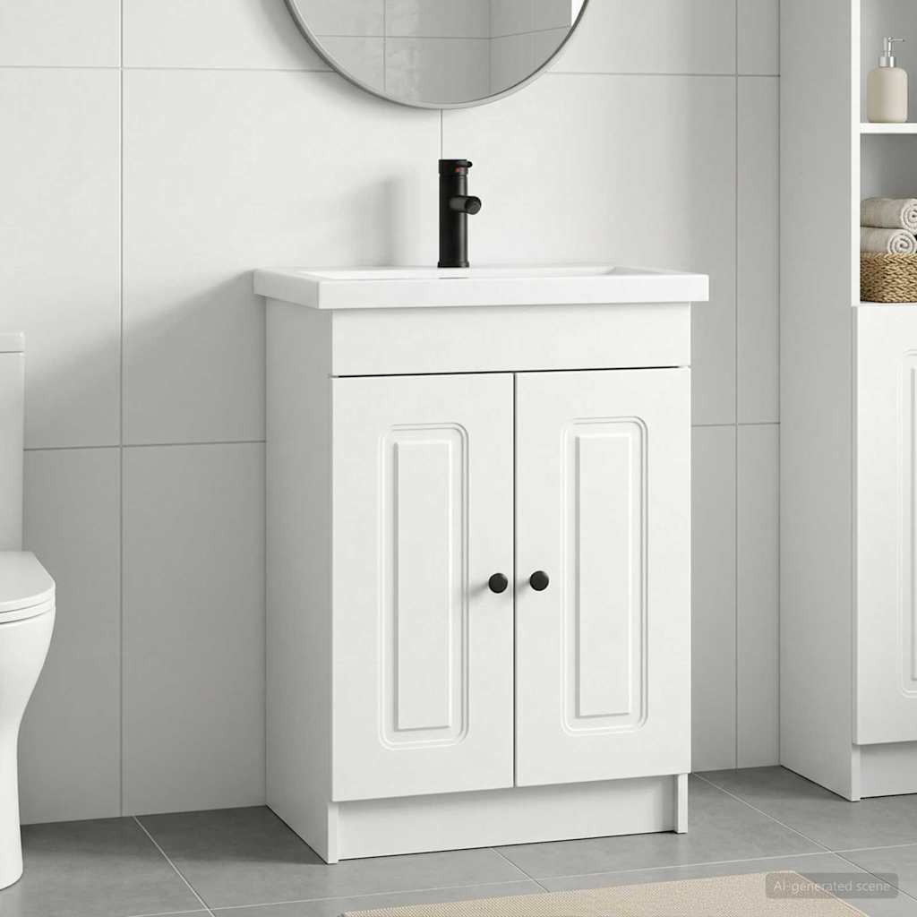 Badrumsmöbelset Vit 56 x 37,5 x 81 cm Konstruerat trä