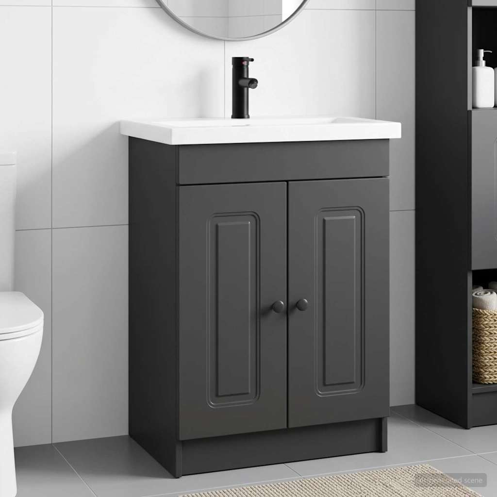 Badrumsmöbelset Svart 78,5 x 37,5 x 81 cm Konstruerat trä