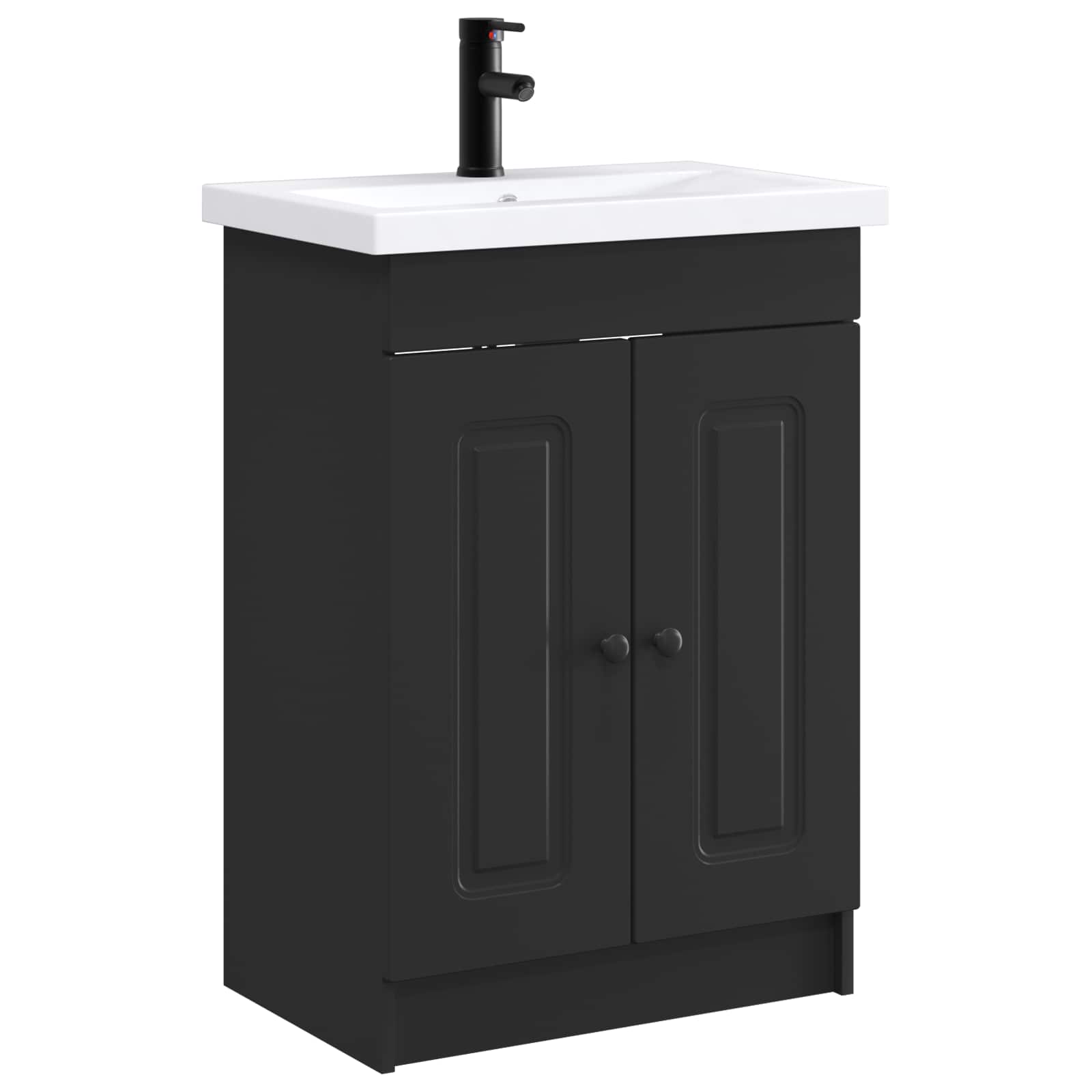 Badrumsmöbelset Svart 78,5 x 37,5 x 81 cm Konstruerat trä